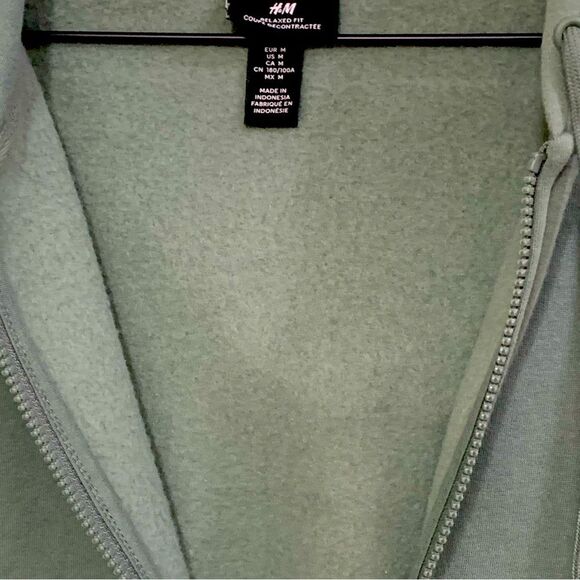 H&M Full Zip Jacket Hooded Women Medium Dark Green Relaxed Fit Pockets. - Picture 5 of 14